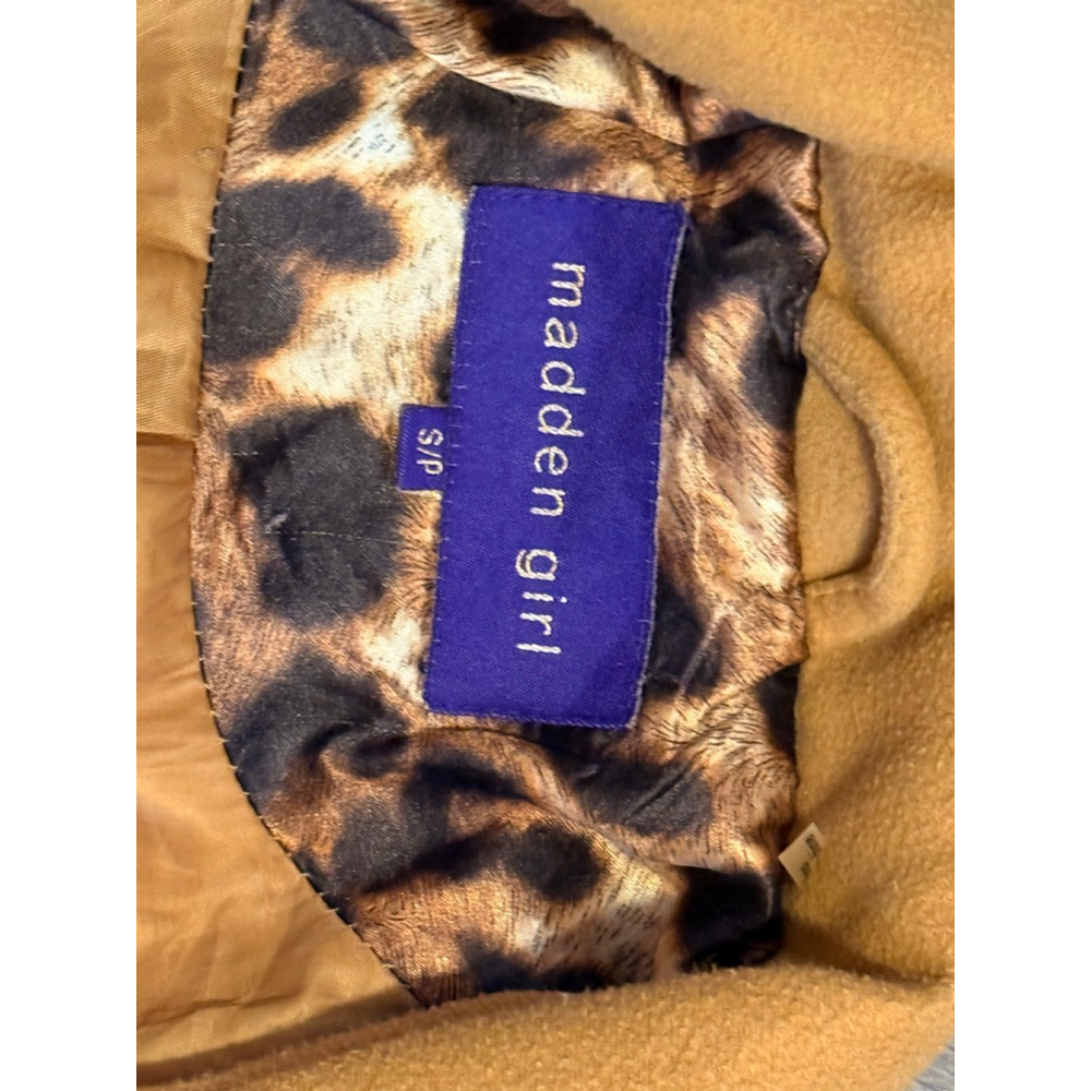 Madden Girl Womens Warm Marigold Belted Peacoat Mid Length Leopard Lining Sz SP - Picture 8 of 9